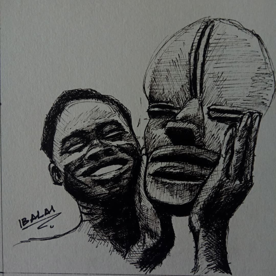ink-drawing-celebrating-african-communion-artwork-by-derrick-ibalai